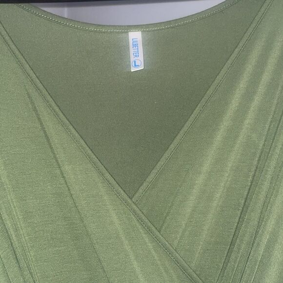 Maxi Dress Size Large Green Olive With Pockets - Picture 2 of 7